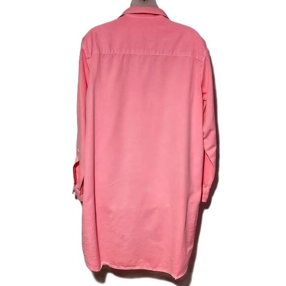 Frank & Eileen MARY 100% Cotton Famous Denim Shirtdress Dress in Hot Pink L $328 - Picture 5 of 13